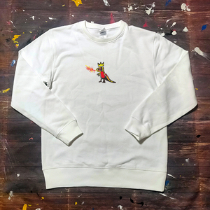 送料無料【Jean-Michel Basquiat】ミニドラゴン / 長袖トレーナー /ホワイト★選べる3サイズ/M L XL / 8.4オンス