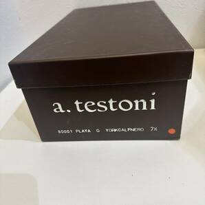 1円〜【新品・未使用】a,testoni アテストーニ革靴 イタリア製 メンズ 黒 サイズ6.5 袋、箱付き ブラック ローファー スリッポン レザー の画像10