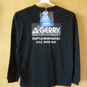 大きいサイズ☆新品☆4Lから5L相当 メンズ GERRY 長袖Tシャツ ブラック プリント ビッグサイズ トップス クルーネック 丸首 オーバーサイズ