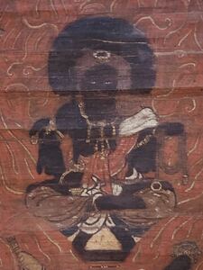 [... only ...] Buddhism fine art silk book@ coloring . large Akira . image Muromachi era |.. genuine ... law large . empty sea .. law . old Sutra copying ...