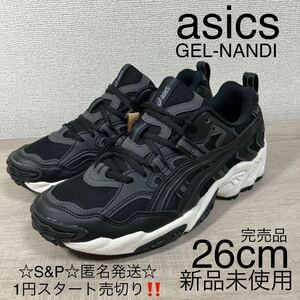 1円スタート売切り 新品未使用 ASICS アシックス スニーカー GEL-NANDI LT ゲルナンディエルティー 1203A229 ブラック 完売品 26cm