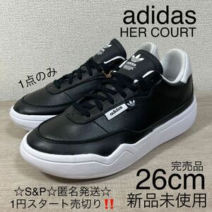 1円スタート売切り 新品未使用 adidas アディダス NEW HER COURT W ニューハーコート スニーカー 天然皮革 レザー 完売品 26cm