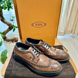 TODS/トッズ レザー ウィングチップドレス シューズ ブラウン/6 /080 約25.0