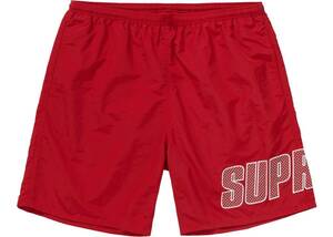 ☆ 19SS Supreme シュプリーム Logo Applique Water Short ロゴ アップリケ ウォーター ショーツ ショートパンツ 海パン 水着 (赤M)MMG