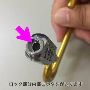 万能ロックホルダー ナンバー式 バイク用ヘルメットホルダー 簡単設置 カラビナタイプ LOCK22Cの画像4