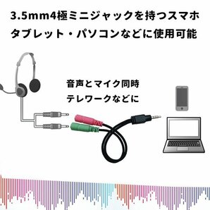 ヘッドホン+マイク用変換アダプタケーブル 3.5mm 4極 ステレオ ミニプラグジャック 3.5mm端子（オス）イヤホン端子（メス）AU352MEの画像2