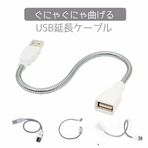 金属USB延長ケーブル フレキシブルUSB拡張 丈夫 USBライト 植物ライト USB扇風機などにも 給電専用 USBFLX30C