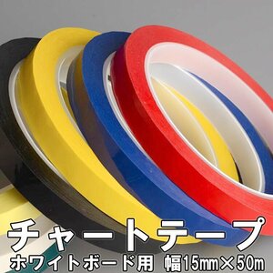 グラフィックチャートテープ 幅15mm×50m ホワイトボード用 ラインテープ 罫線 マーキング 多目的ビニールテープ 3JLINE15MM/ブラック