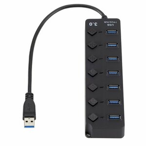 USB3.0HUB 7ポート スイッチ付き 高速データ転送 安定感 7ポート搭載 最大5Gbps Windows MacPro MacBookAir対応 7ポートスイッチ USBHUB7SW