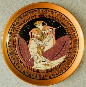 【匿名配送・送料込み】ギリシャ 壁掛け絵皿 真鍮製プレート アテネ 直径約21㎝