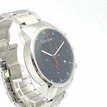 1円スタート 稼働品 Calvin Klein カルバンクライン クロノグラフ K2G 271 デイト クォーツ ラウンド 純正ベルト 黒文字盤 メンズ 腕時計_画像3