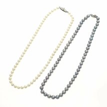 1円スタート 美品 アコヤ真珠 パールネックレス 2点セット 真珠 pearl SILVER シルバー 金具 アクセサリー レディース NGLソーティング_画像1