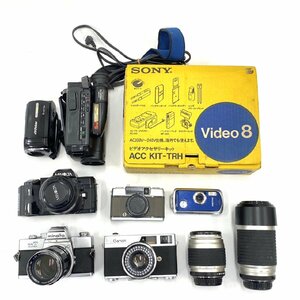 1円スタート カメラ レンズ ビデオカメラ 9点セット Canon キャノン OLYMPUS ペンタックス SONY 等 フィルムカメラ 家電 動作未確認