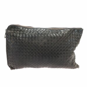 1円スタート BOTTEGA VENETA ボッテガヴェネタ イントレチャート クラッチバッグ 155150 レザー シルバー金具 セカンドバッグ ブラウンの画像1