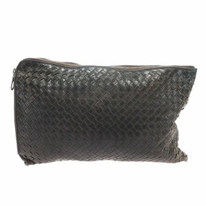 1円スタート BOTTEGA VENETA ボッテガヴェネタ イントレチャート クラッチバッグ 155150 レザー シルバー金具 セカンドバッグ ブラウン