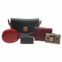 1円スタート バッグ 小物 まとめ5点セット CELINE セリーヌ GUCCI グッチ等 財布 キーケース等 GG柄 がま口 PVC レザー ブラウン ブラック_画像1