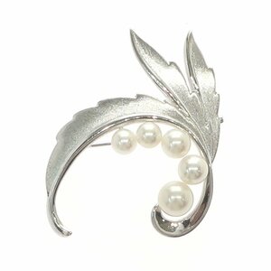 1円スタート 美品 MIKIMOTO ミキモト パール ブローチ 真珠 pearl SILVER シルバー S刻印 M刻印 5P 5粒 アクセサリー レディース