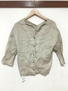 ni1336 tag attaching B MING BEAMS Be min Beams linen shirt lady's S beige thin 