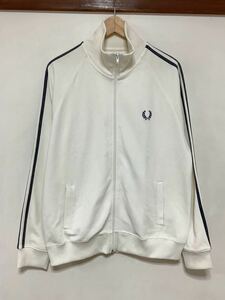 つ1385 FRED PERRY フレッドペリー トラックジャケット トラックトップ M 80's ビンテージ ホワイト ポルトガル製 ヒットユニオン