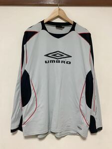 な1384 UMBRO アンブロ 長袖トレーニングウェア O グレー ロゴプリント ビッグロゴ サッカー ドライ 速乾