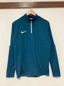 na1317 NIKE Nike half Zip jersey jacket S emerald green Logo print DRI-FIT reverse side nappy 