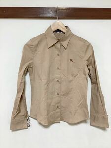 ぬ1348 BURBERRY BLUE LABEL バーバリーブルーレーベル 長袖シャツ レディース 38 ベージュ ノバチェック 