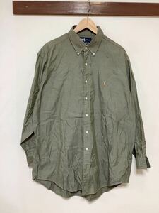 ね1315 Ralph Lauren ラルフローレン YARMOUTH 長袖シャツ 43-86 ビッグシルエット ボタンダウン 90's ビンテージ オックスフォード 薄手