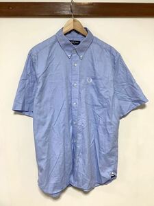 . 1331 FRED PERRY Fred Perry short sleeves shirt L light blue button down oxford thin 