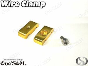 M2-2GD アルミ製 金色 ゴールドアルマイト加工済み ワイヤークランプ ブレーキ ホース ワイヤー クランプ