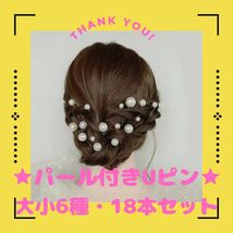 ★新品★Ｕピン 大小ランダム6種パール１８本セット 結婚式 髪飾り ヘアアクセ ヘアピン おしゃれ 大人気_画像1