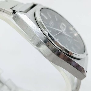 T1757 SEIKO セイコー 腕時計 TYPE II タイプ2 7546-7050 デイデイト クオーツ QZ 黒文字盤 ラウンド シルバー SS メンズの画像7