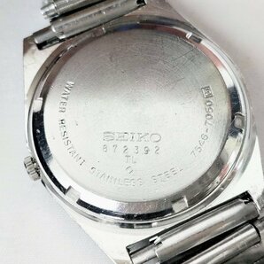 T1757 SEIKO セイコー 腕時計 TYPE II タイプ2 7546-7050 デイデイト クオーツ QZ 黒文字盤 ラウンド シルバー SS メンズの画像8