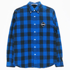 F.C.Real Bristol エフシーレアルブリストル 13AW TEAM FLANNEL BLOCK CHECK B.D SHIRT チーム フランネル シャツ ブルー F.C.R.B. APZ