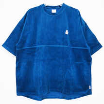 EXAMPLE エグザンプル ベロア ショートスリーブ カットソー ブルー Tシャツ 半袖 OTHER Apz_画像1