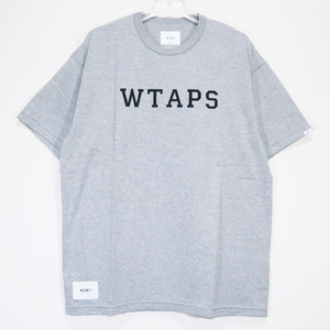 WTAPS ダブルタップス 22SS ACADEMY/SS/COPO アカデミー ショートスリーブ コットン ポリエステル Tシャツ グレー 半袖 カットソー Apz