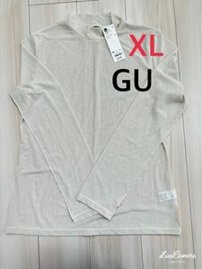 新品レディース　GUシアーハイネックT LLサイズ 長袖Tシャツ ホワイト