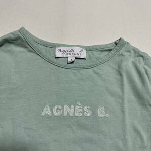 agnes b. ENFANT キッズ 100 ロゴ ペールグリーン 長袖 Tシャツ カットソー ロンT / アニエスベー 子供服の画像3