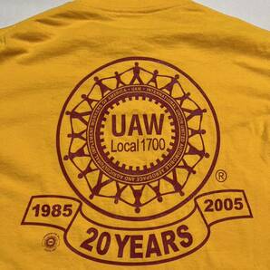 ★USA製 00s UNION LINE ヴィンテージ UAW 半袖 Tシャツ / アメリカ製 オールド ユニオンライン イエロー 黄色の画像3