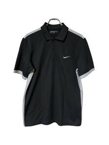 ★美品 NIKE GOLF DRI FIT メンズ L 黒 ブラック 速乾 半袖ポロシャツ トップス / ナイキ ゴルフウェア ワンポイント ロゴ