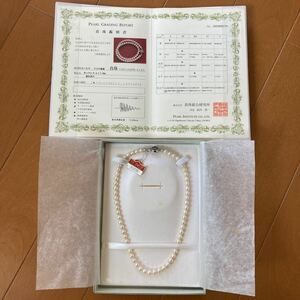 ※04 未使用品 アヤコ真珠 ネックレス 6.5～7mm 留め具SV 鑑定別書付き 長さ約45cm