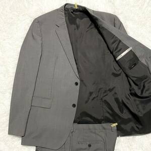 XXXXL相当 極希少◎ HUGO BOSS ヒューゴボス スーツセットアップ 灰色 グレー 60サイズ ウール100 ジャケット4L 2B Super100s 