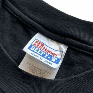 【90s】 00s Hanes ヘインズ 半袖Tシャツ Tee メンズ XL 黒/ブラック ワンポイント プリント ポケット クルーネック ビンテージ 古着 USEDの画像6