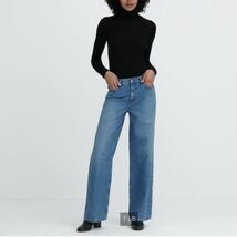 完売 新品 UNIQLO ローライズ バギージーンズ レディース 25 デニムパンツ ユニクロ ロングパンツ ストレートパンツ ボトムス バギーデニム_画像5