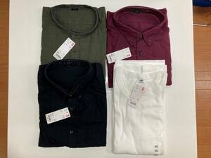 a80 Uniqlo crew neck T( 7 minute sleeve )* flannel shirt * stand-up collar shirt long sleeve unused * storage goods storage middle. wrinkle equipped 4XL 4 point 