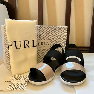  as good as new :FURLA Furla strap sandals < leather × rubber > Raver bottom 36 size Italy made 