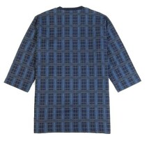 D月04857新品▼春夏 ナノユニバース Vネック 7分袖Tシャツ 【 M 】 7分丈Tシャツ ジャガード織 チェック 七分丈 nano・universe 紺系_画像2