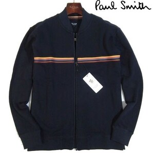 D木04749新品▼ ポールスミス マルチストライプ ジップアップブルゾン 【 L 】 ジップアップ スウェット Paul Smith ストレッチ 紺系の画像1