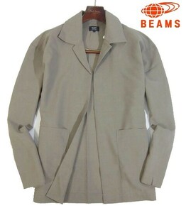 D火04254新品▼春物 ビームス ボタンレス 長袖シャツ 【 L 】ノーボタン シャツジャケット BEAMS ビッグシルエット グレーベージュ系