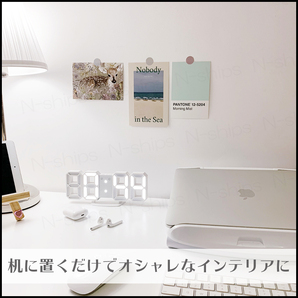 3D 置き時計 デジタル LED 壁掛け時計 立体時計 ウォールクロック アラーム USB 韓国 おしゃれ 白 ホワイト 目覚まし 日本語説明書付きの画像4