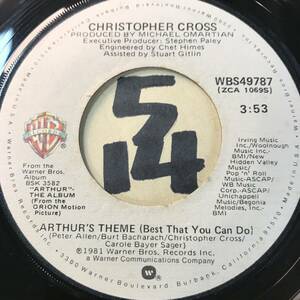  audition soundtrack record CHRISTOPHER CROSS ARTHUR*S THEME (BEST THAT YOU CAN DO) bar to*baka rack composition participation both sides EX SOUNDS EX+